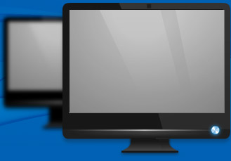 image of computer monitors with down arrow sign